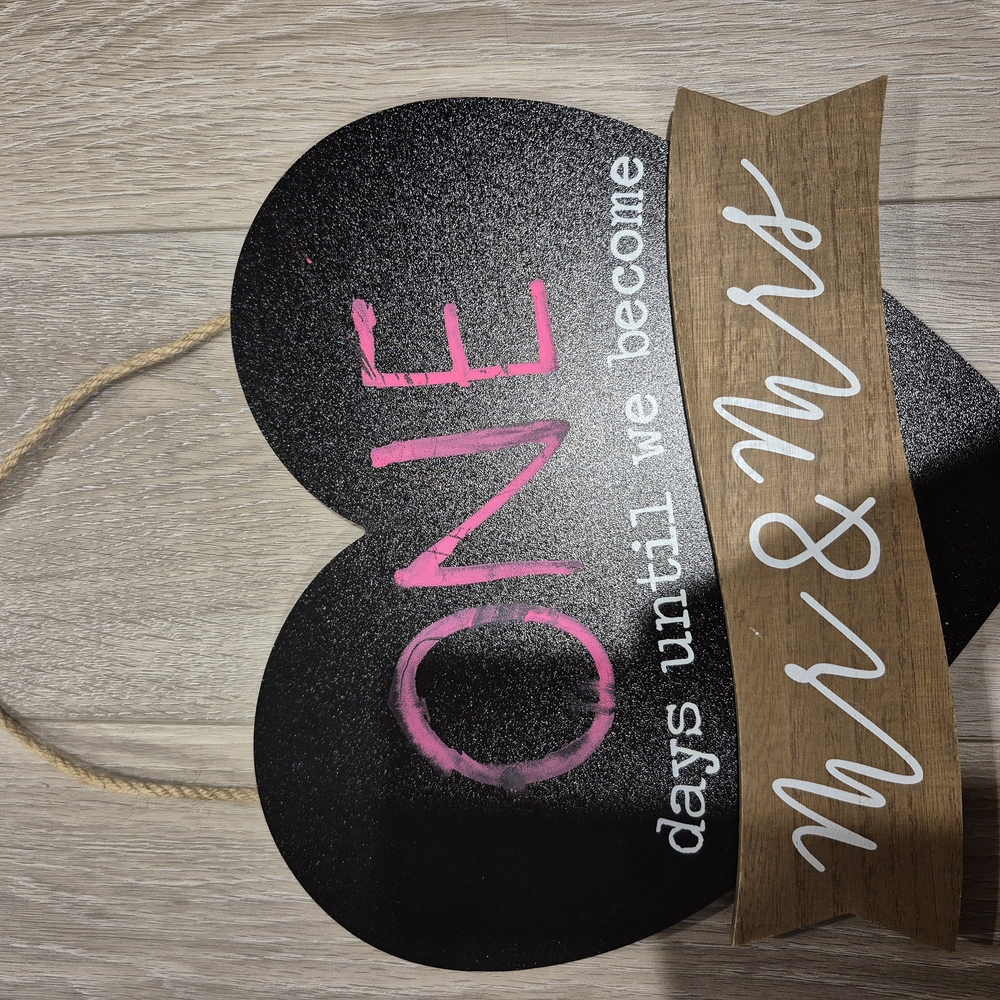 Countdown Wedding Sign with Heart Design